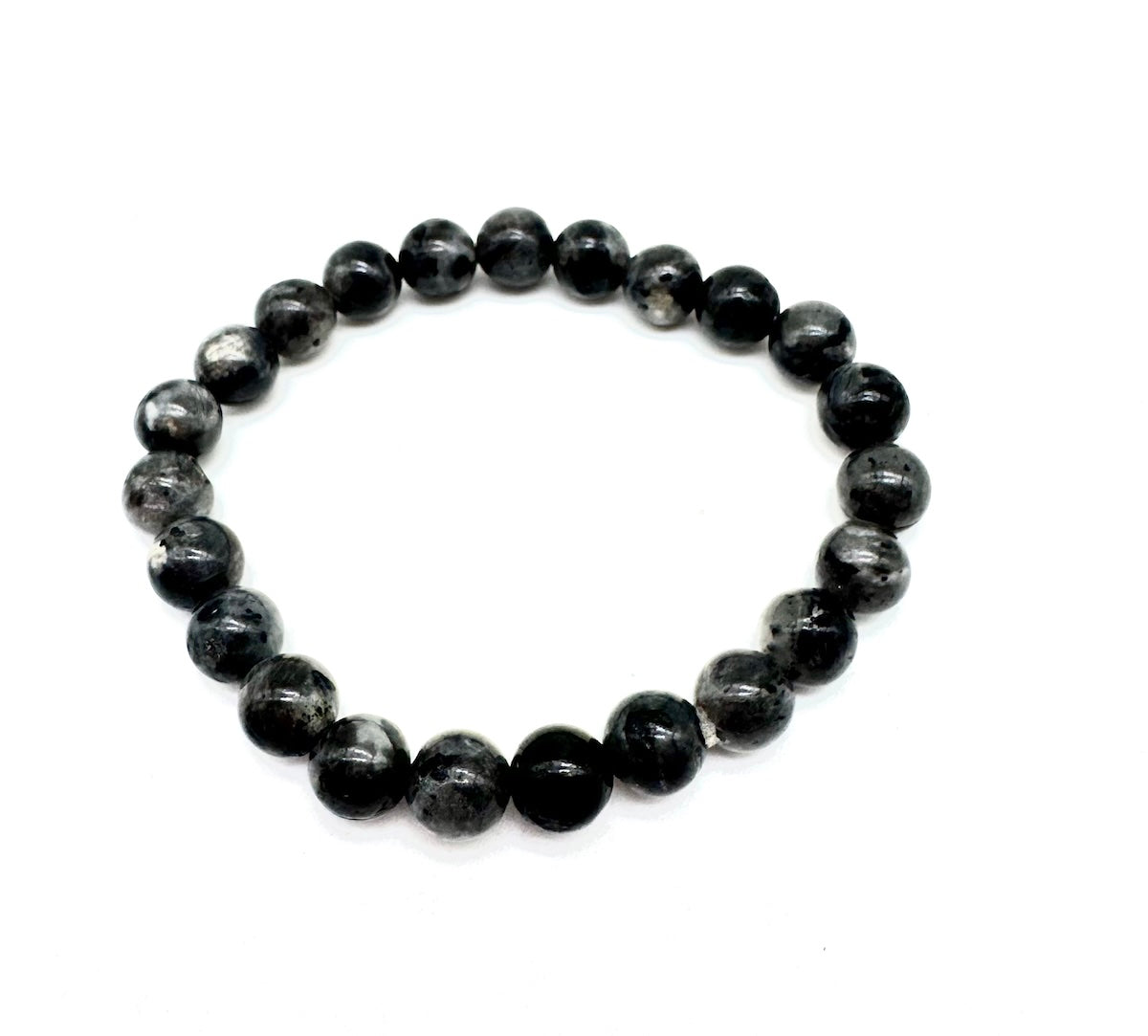 Pulsera elástica de minerales LABRADORITA y TURMALINA NEGRA