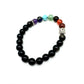 Pulsera elástica de minerales OBSIDIANA NEGRA, minerales 7 chakras y cabeza de Buda