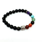 Pulsera elástica de minerales OBSIDIANA NEGRA, minerales 7 chakras y cabeza de Buda