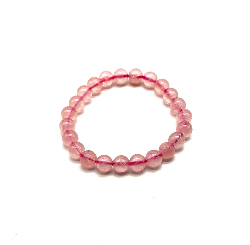 Pulsera elástica de minerales CUARZO ROSA