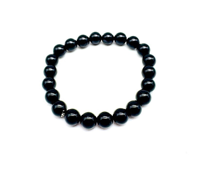 Pulsera elástica de minerales TURMALINA NEGRA