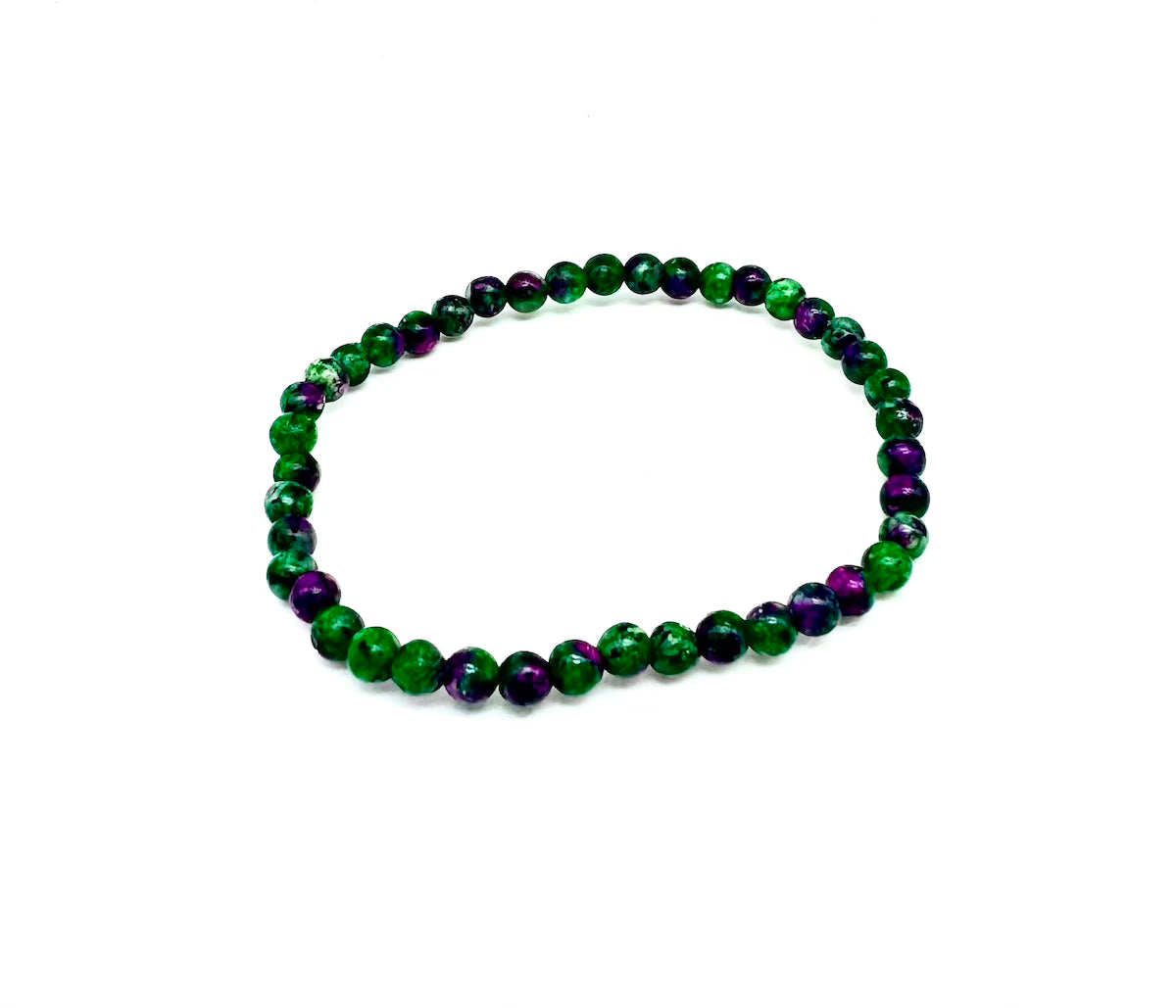 Pulsera elástica de minerales ZOISITA con RUBI