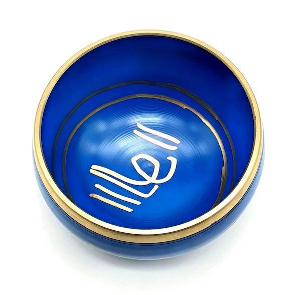 Cuenco tibetano azul de siete metales mantra