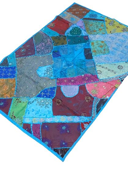 Tapiz étnico de patchwork color azul