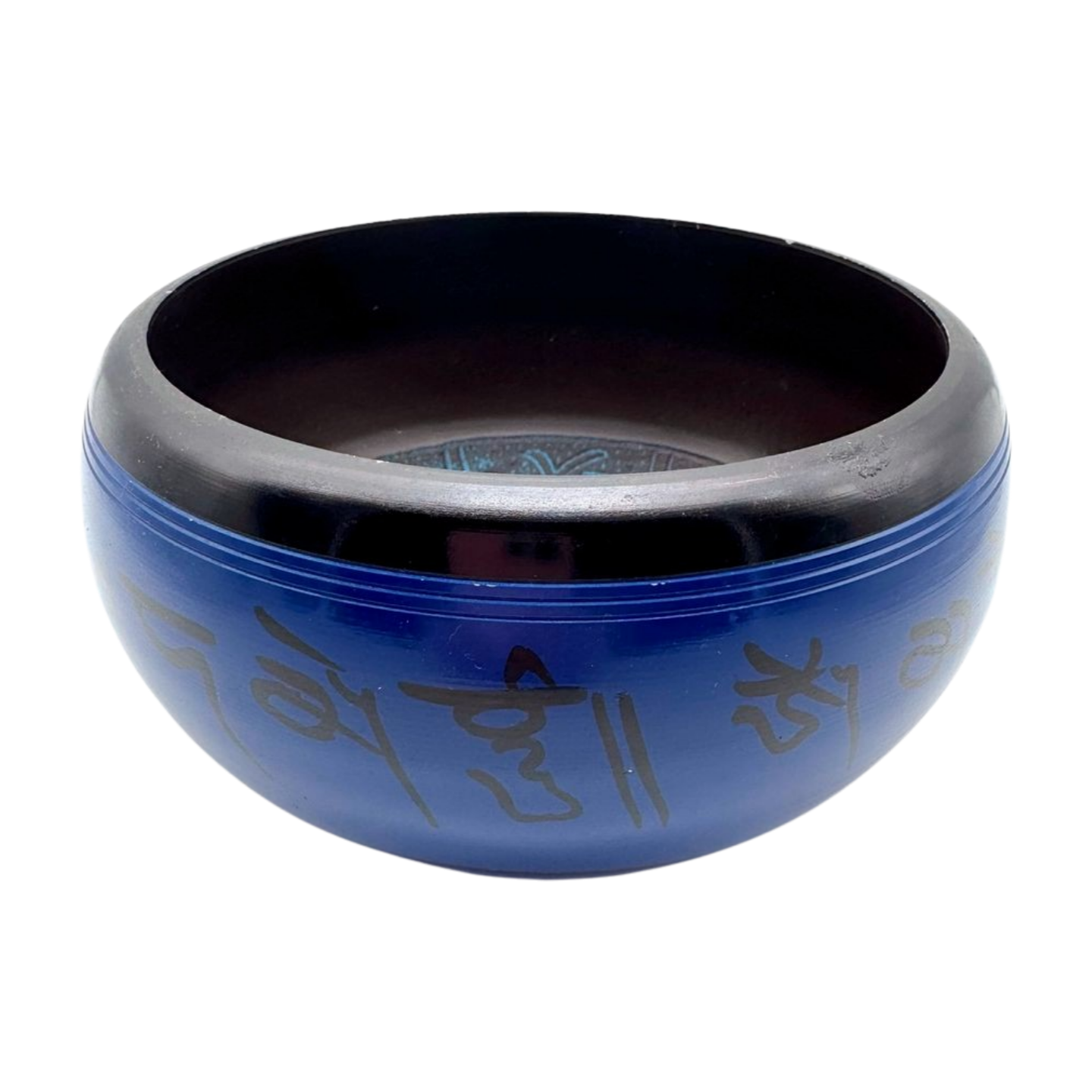 Cuenco tibetano azul de siete metales mantra