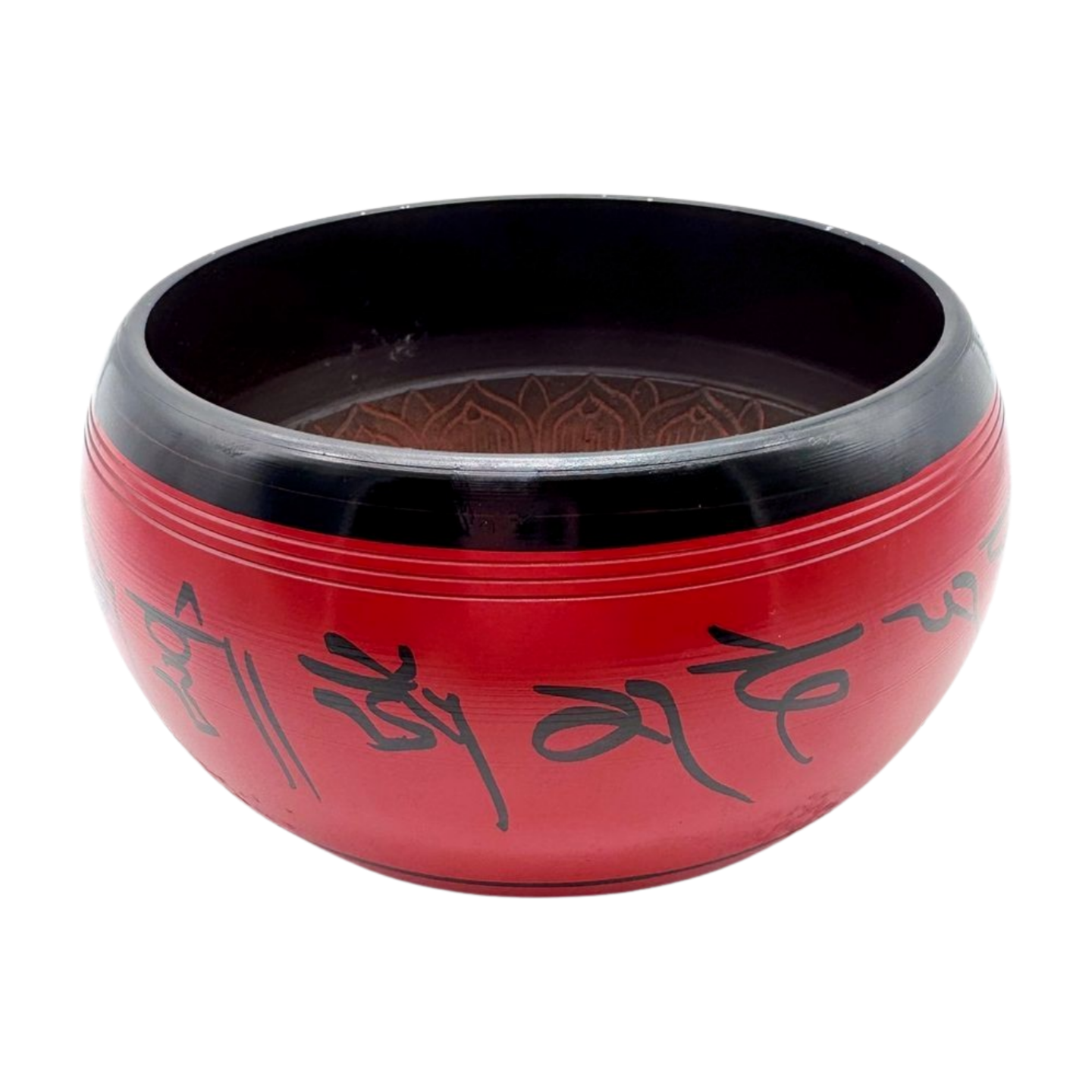 cuenco tibetano rojo de siete metales color rojo