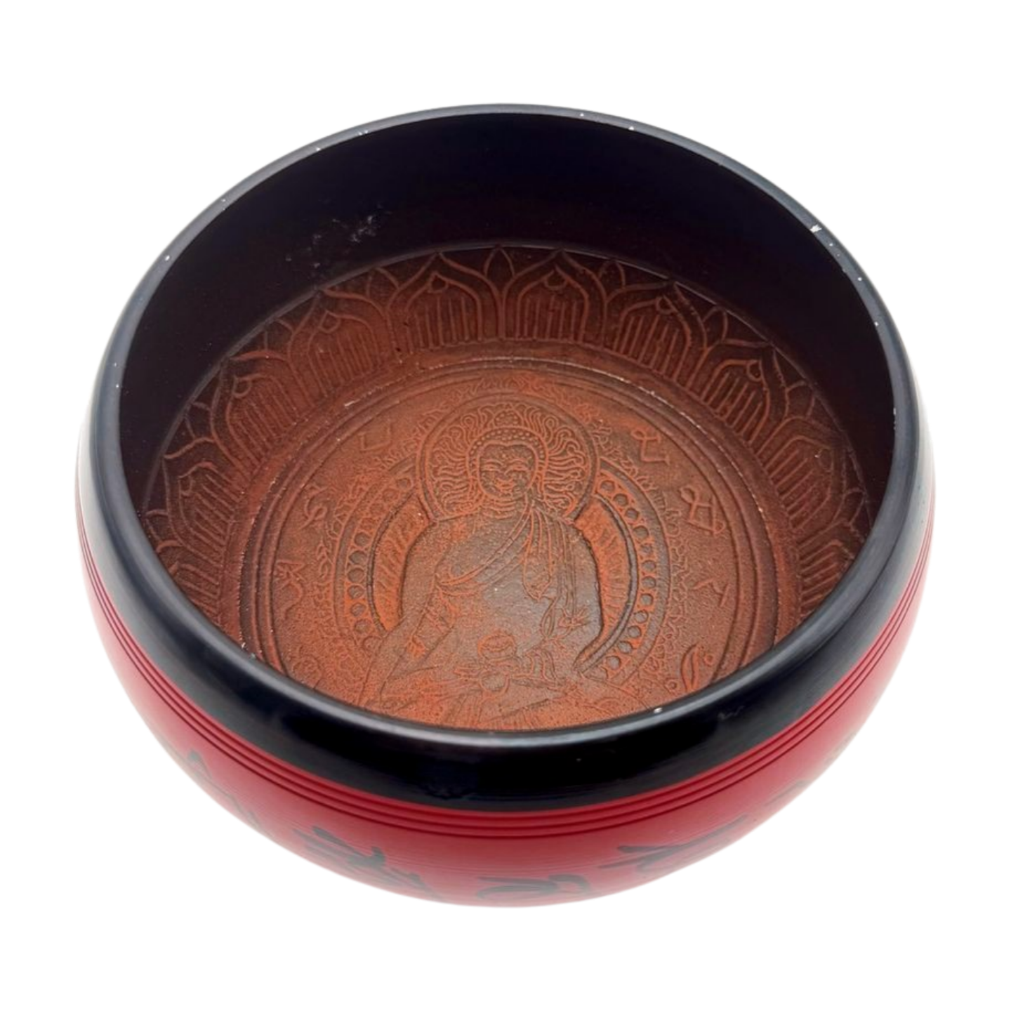 cuenco tibetano rojo de siete metales color rojo