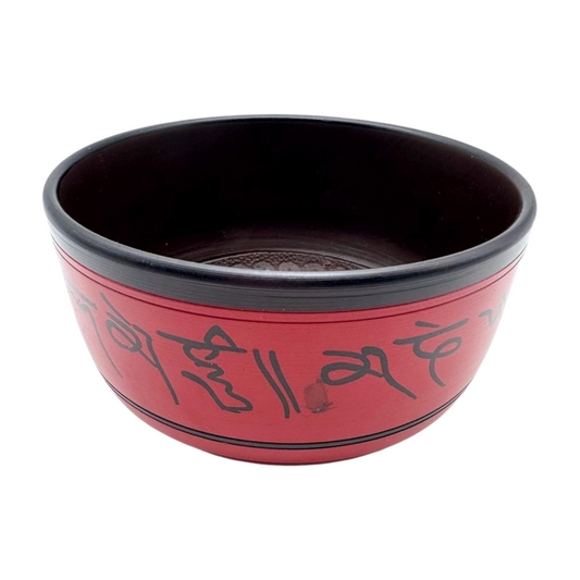 cuenco tibetano rojo de siete metales color rojo