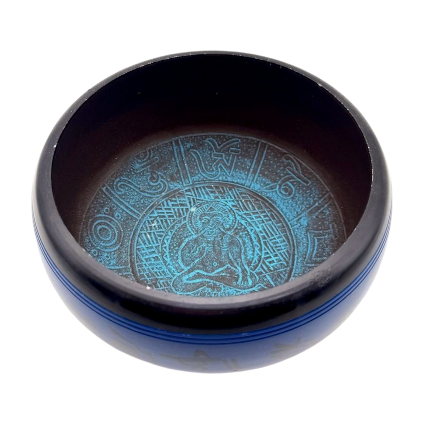 Cuenco tibetano azul de siete metales mantra