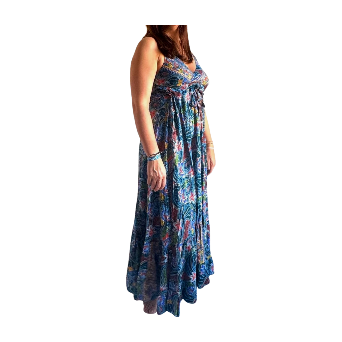 Vestido indio estampado de seda