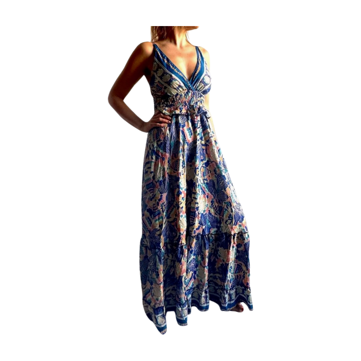 Vestido indio estampado de seda