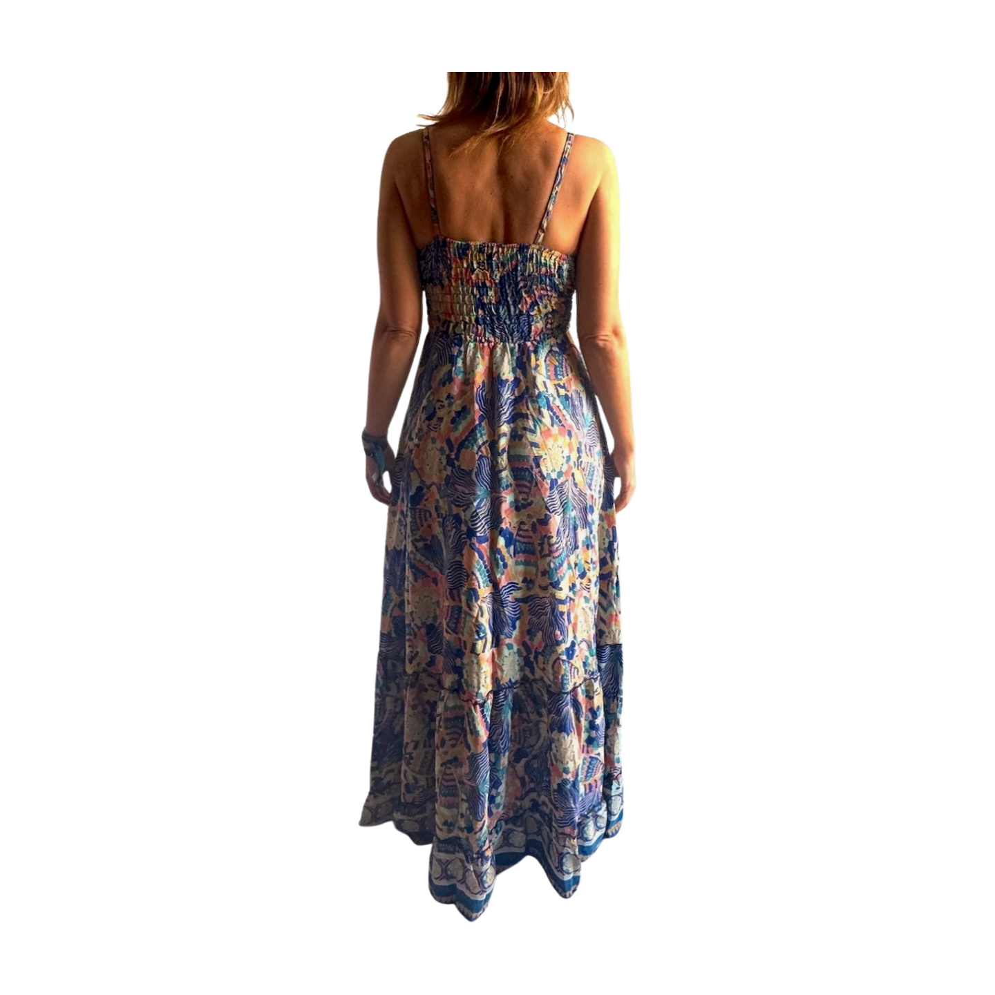 Vestido indio estampado de seda