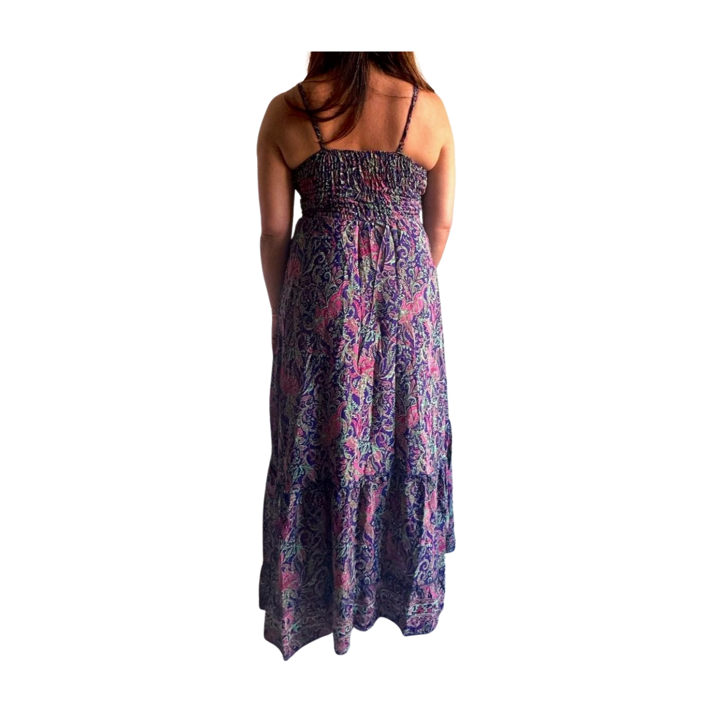 Vestido indio estampado de seda