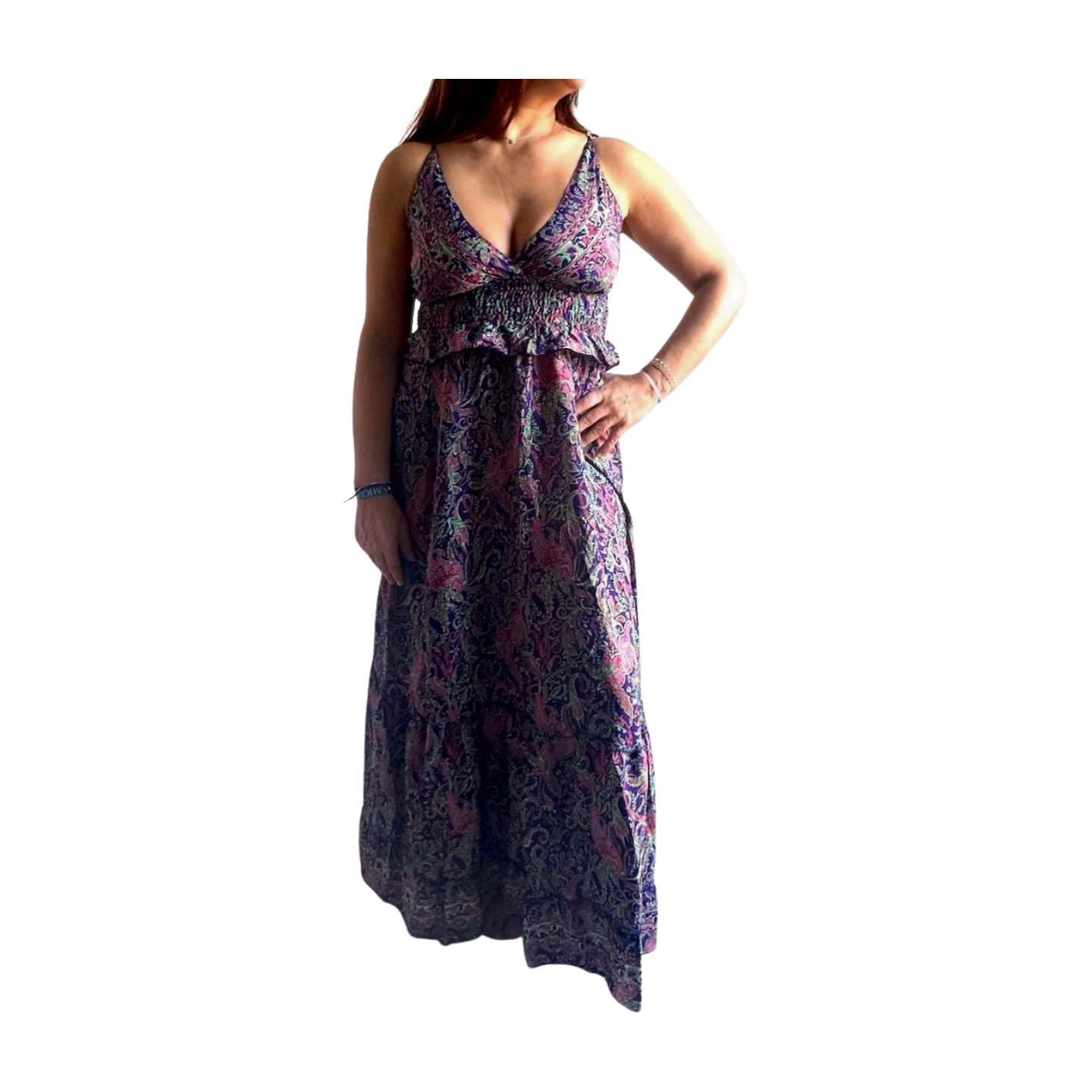 Vestido indio estampado de seda