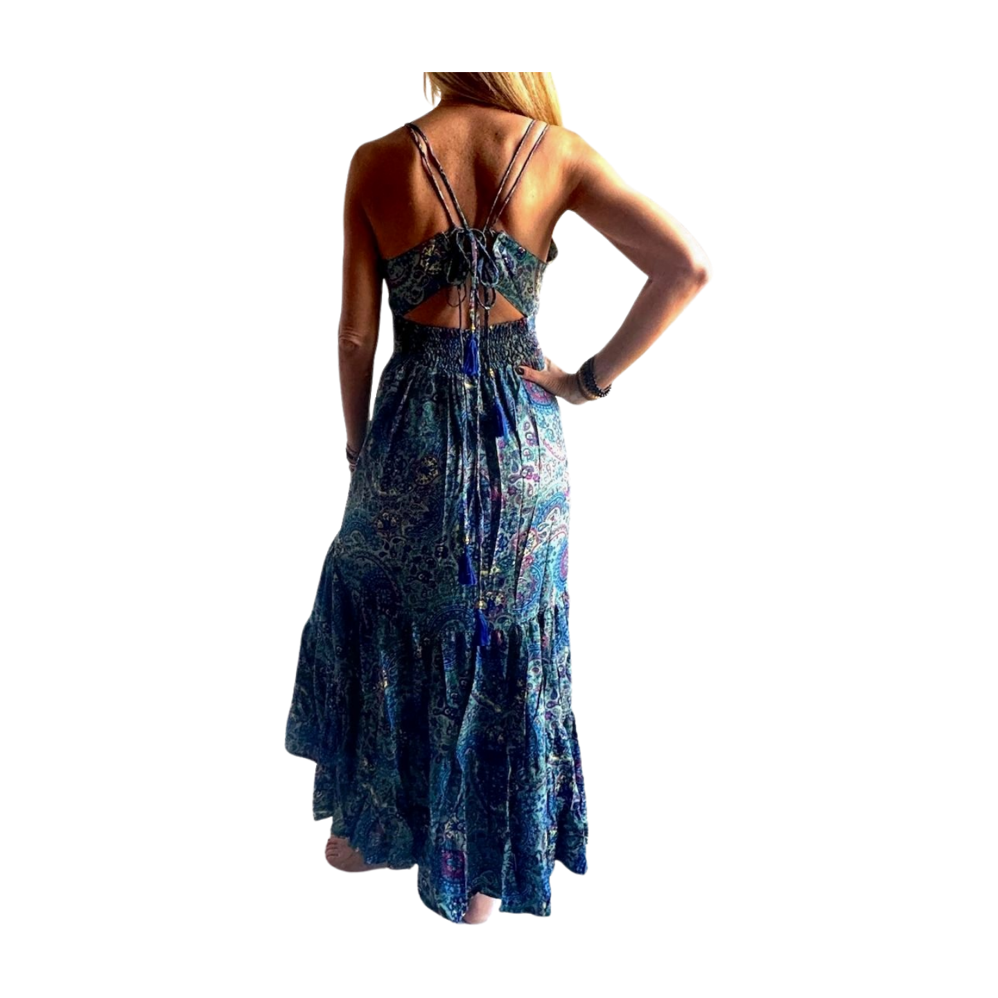 Vestido indio estampado de seda
